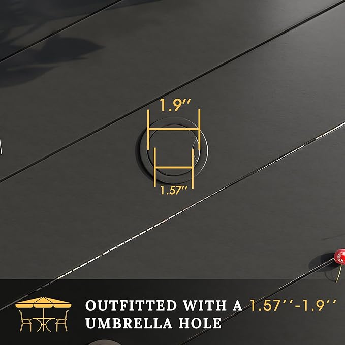 VICLLAX 5 Pieces Patio Dining Set for 4, Outdoor Furniture Set Includes 40.7" Round Patio Table and 4 Patio Stackable Chairs, Black Tabletop and Brown Fabric