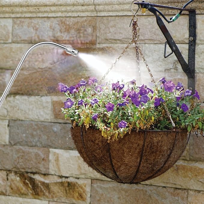Mist Watering Wand For Hanging Baskets,25 Inch Spray Wand With Adjustable Nozzle, Car Pet Window Cleaning Tool, Great For Watering Seedbeds, Hanging Plants, Deck Plants.(90-degree curved nozzle)