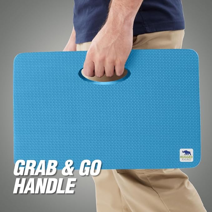 Rugged Rhino Soft Foam Kneeling Pad, Thick Knee Mat Resists Water, Durable Shock Absorbent Pads, Comfortable Strong Rebound, Gardening, Mechanic Tools, Bath Tub Essentials 2 Pack Bright Blue