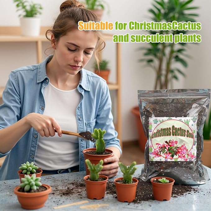 Christmas Cactus Potting Soil Mix 4qt, Ideal for Succulents, Christmas Cacti, and Other Indoor Potted Plantings