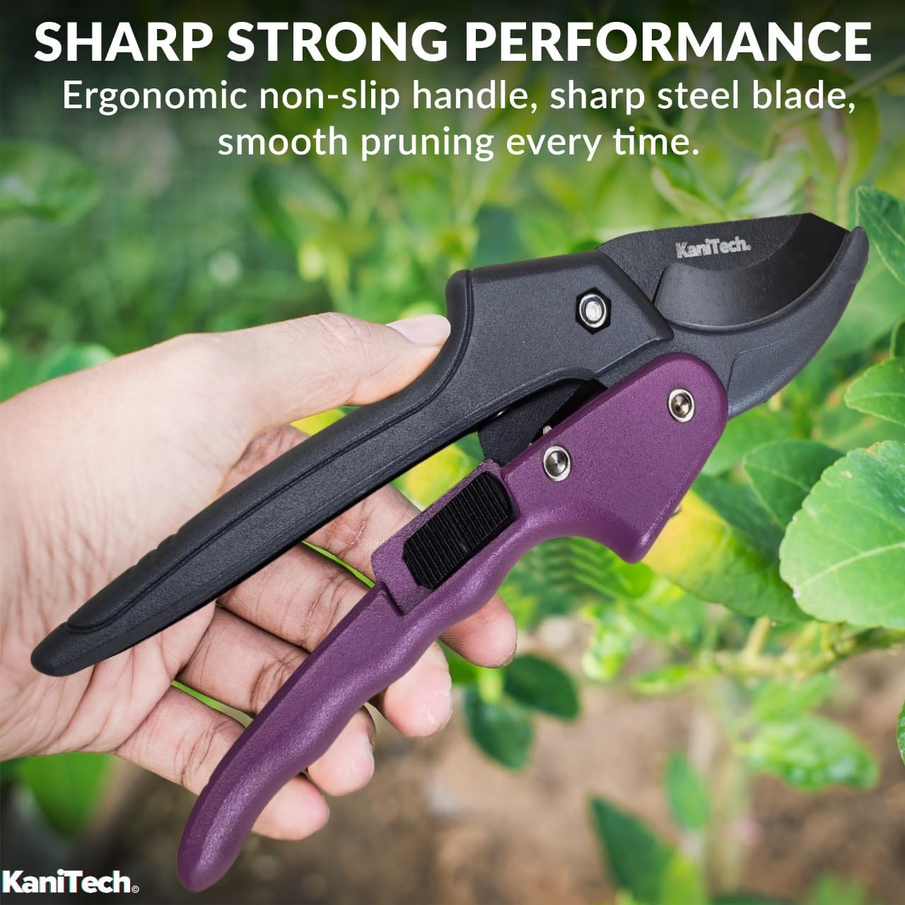 Pruning Shears for Gardening with Gloves - Heavy Duty Garden Shears, Aluminum Hand Pruners with TPR Grip Handle, 8 inch 3.55mm Thick Blade - for Branches, Flowers & Plants (Purple)