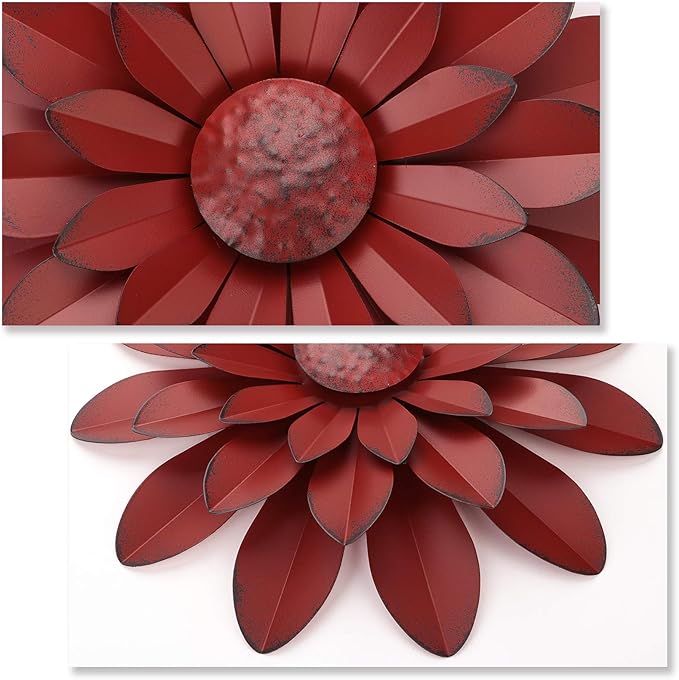 EASICUTI Coral Multiple Layer Metal Flower Wall Art Decor Hanging for Indoor Outdoor Home Bathroom Kitchen Dining Room Bedroom Living Room Farmhouse Or Wall Sculptures 12 Inch