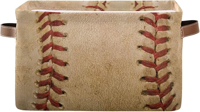 Baseball Rectangular Storage Basket Organizer Bin Shelf Baskets For Home Office Dorm