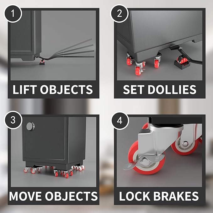 MYUEA【Upgrade Large】 Furniture Dolly,Furniture Movers with 5 Wheels,Carbon Steel Panel Heavy Duty Dolly,Furniture Lifter with 5 360° Rotatable Rubber Universal Wheels,Maximum Load 3747 LBS(Oversize)