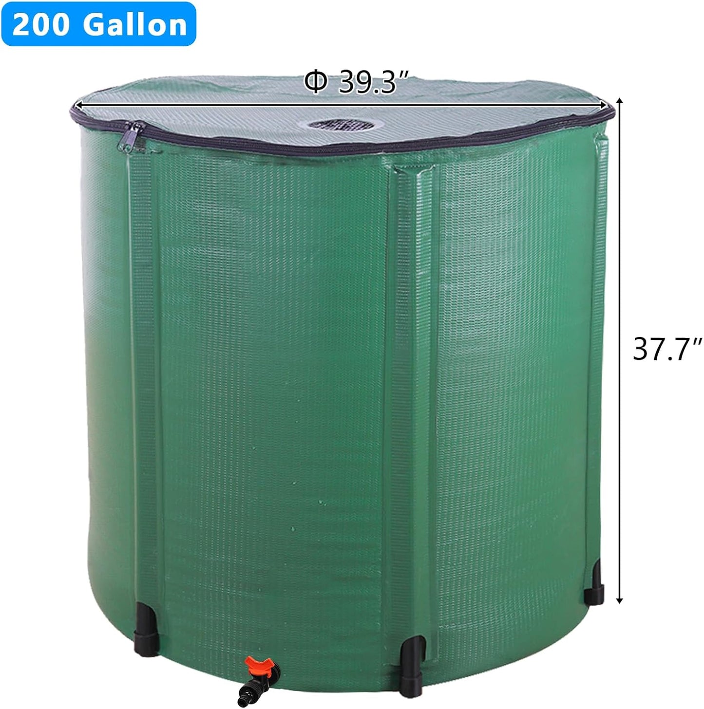 200 Gallon Collapsible Rain Barrel, Portable Rainwater Collection System, Rain Catcher Barrel, Water Storage Tank with Spigots and Overflow Kit, Rain Water Barrel Collector for Garden, Green