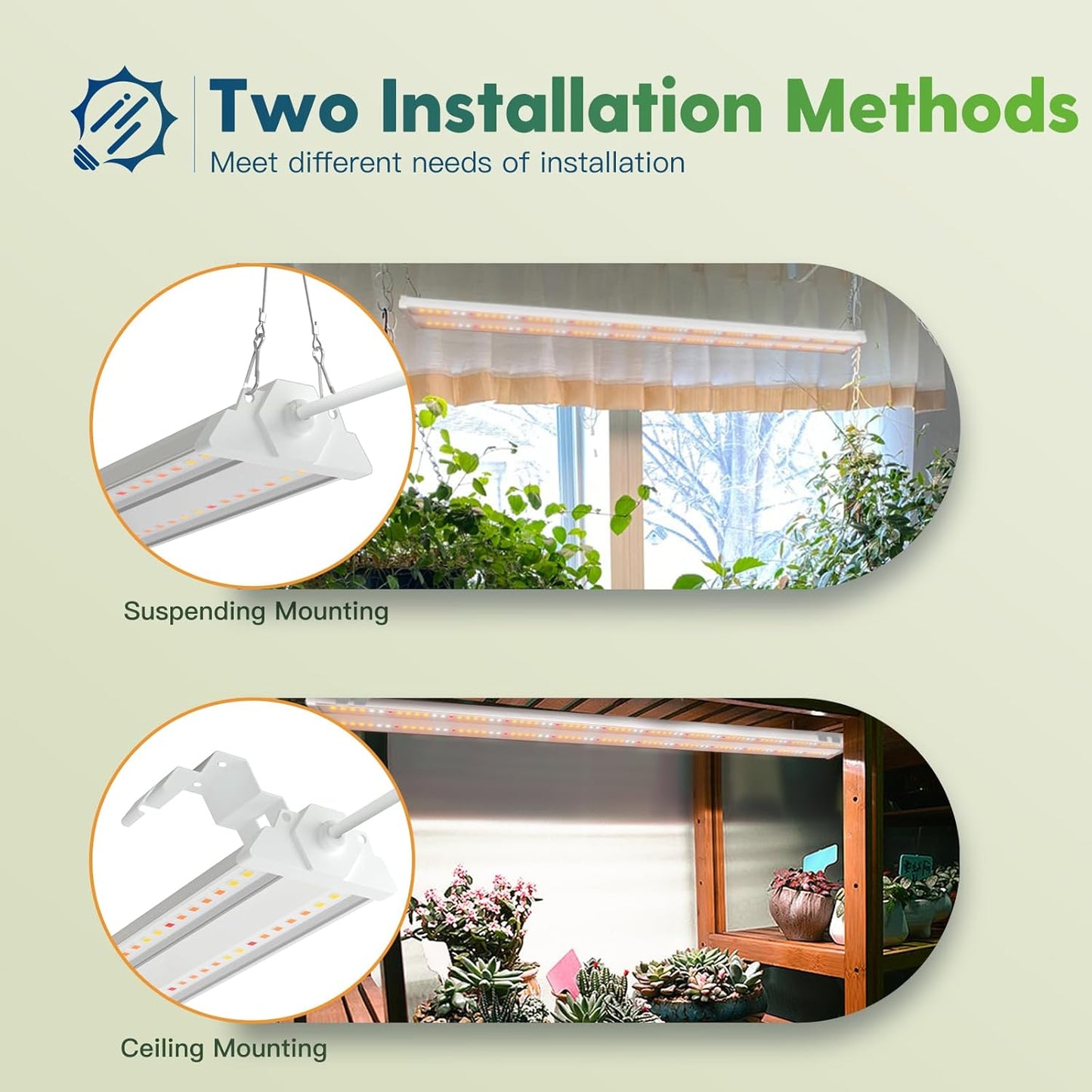 FREELICHT 4 Pack 4ft LED Grow Light with Timer, 60W (350W Equivalent), Sunlike Full Spectrum Integrated Plant Light for Hydroponic Indoor Plant Seedling Veg and Flower, Plug in with 3 Timing Modes