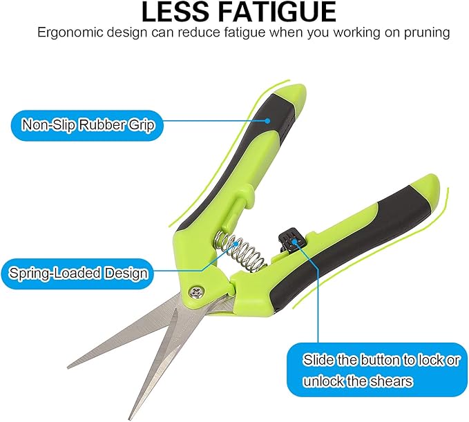 KEILEOHO 8 Pack 6.5 Inch Bud Trimming Scissors, Professional Stainless Steel Gardening Hand Pruners Micro-Tip Pruning Snips with Straight Blades for Trimming Garden Herb Plants Flowers