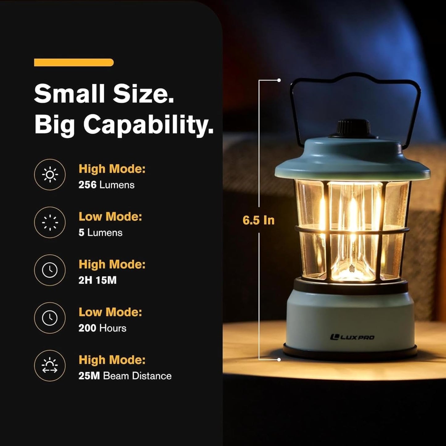 LUXPRO Retro LED Lantern - Battery-Powered Emergency Lantern - Water Resistant - Bright LED Lamp for Indoor & Outdoor Use - Use for Tents, Hiking or Hurricane Prep (Blu, Pack of 1)