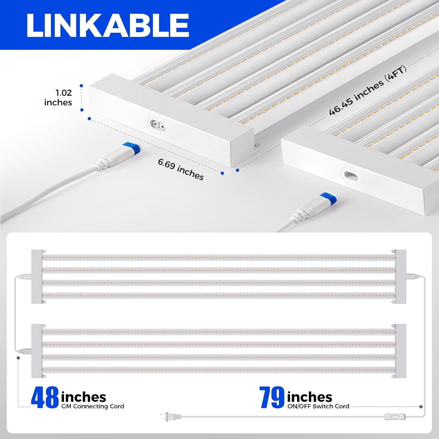 Barrina TX-L84 4FT LED Grow Light, 84W, 4 Panels Wider Coverage, Full Spectrum, High PPFD, Super Bright, Linkable, Hanging Fixture, Plant Stand with Grow Light for Indoor, Seeding, 1 Pack
