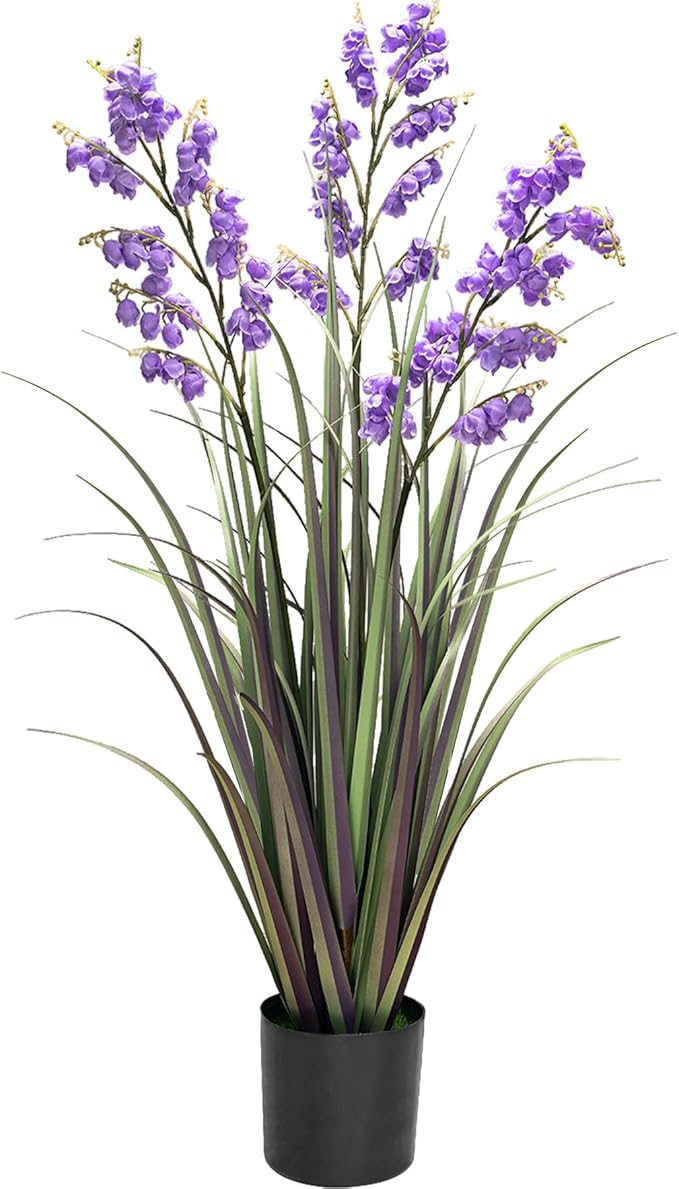 Green Onions Home Decor Fake Plants Lily of The Valley Snake Plant Home DéCor Accents Artificial Grass Room Decor Artificial Plants Indoor Artificial Grass 36“ 1 Pack(Purple)