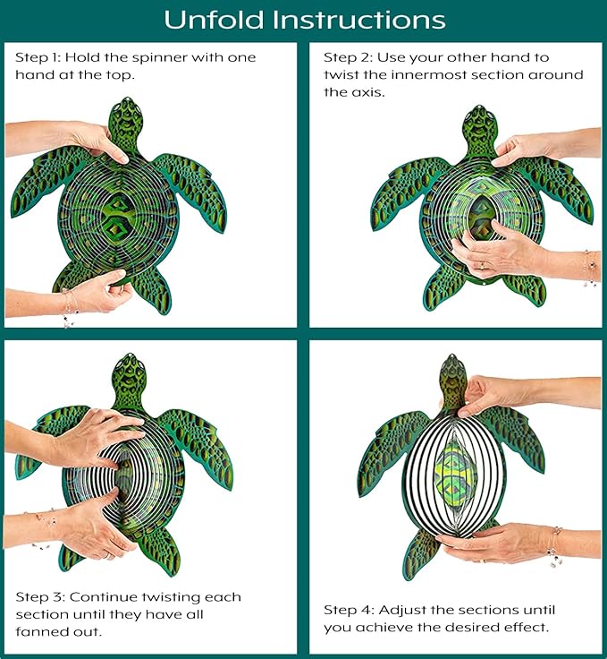 Turtle Ornament Wind Spinners for Yard and Garden, Metal Ornaments for Garden Décor, Outdoor Wind Spinner, Turtle Gifts for Turtle Lovers, Outdoor Garden Decoration, 15 inch Wall Décor by ISEO