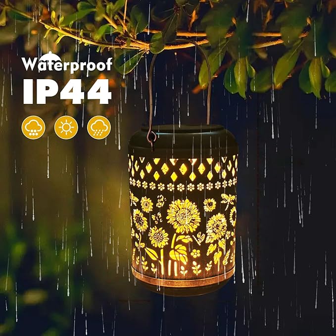 Kaixoxin Solar Garden Decor Metal Lantern Sunflower Table Lamp Bronze Outdoor Dercoration Great Gift for Women Mon Grandma Hanging Lights for Patio Courtyard Garden