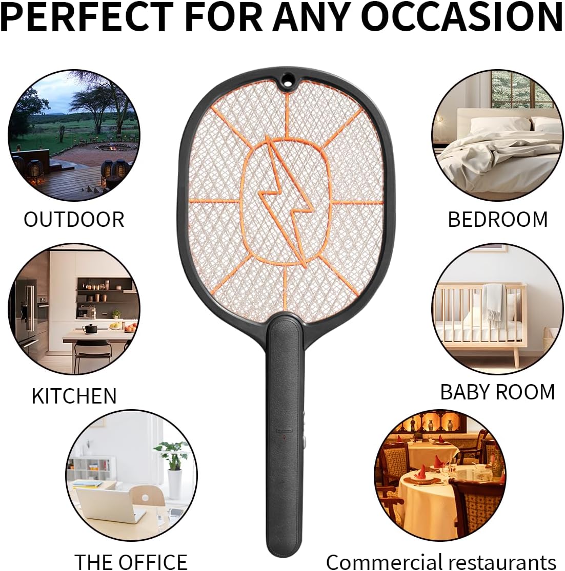 Electric Fly Swatter 2 Pack (Black & Gray), High-Voltage Bug Zapper Racket for Mosquitoes & Flies, Safe Protective Mesh, Indoor/Outdoor AA Batteries Required, Not Included