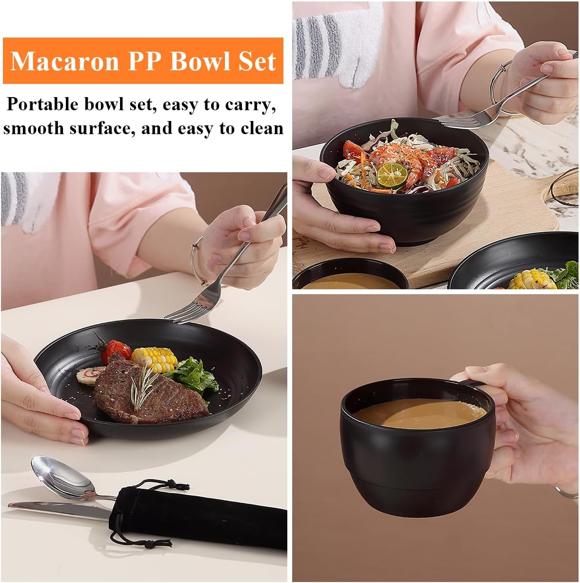 Berglander Camping Mess Kits, Silverware Set Spoons Forks Knives, Camping Essentials Gear, Accessories for Travel, Picnic, Outdoor, Easy to Carry and Clean