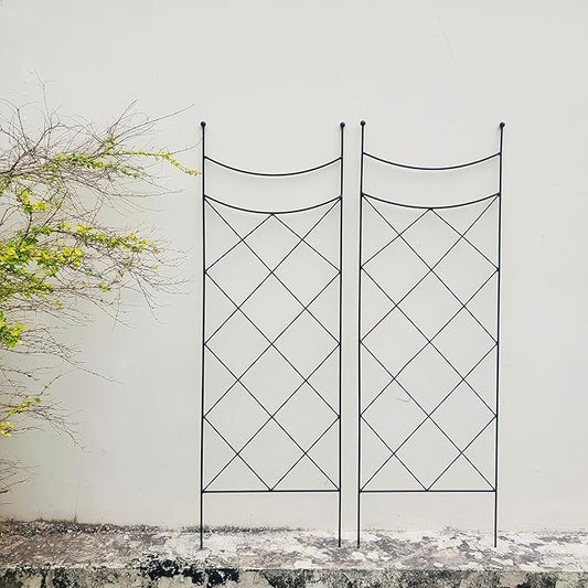 45.3" H x 15" W Metal Garden Trellis for Climbing Plants, Black Iron Trellis for Vines Plant Rose Vegetable Support,Large Decorative Outdoor Trellis,2 Pack