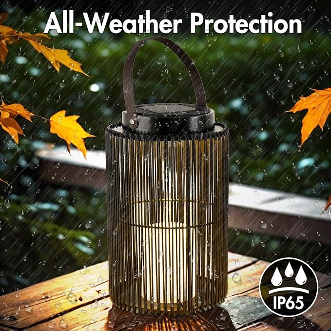 2 Pack Solar Lanterns for Outdoor Waterproof, ZBLUXBZ Outdoor Table Lamp for Outside Hanging Solar Lights, LED Garden Cordless Lights Perfect for Patio and Pathway Lighting (11-inch Height,Black)