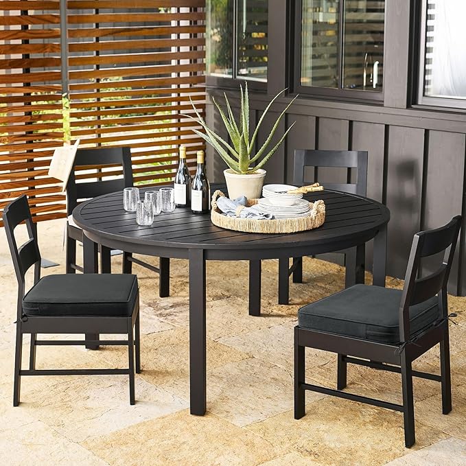Outdoor Sunbrella Square Corner Seat Cushion, 18.5"x16"x3", Set of 4, Non Slip Seat Cushion Pads with Removable Cover for Patio Furniture, Garden Yard Lawn, Spectrum Carbon