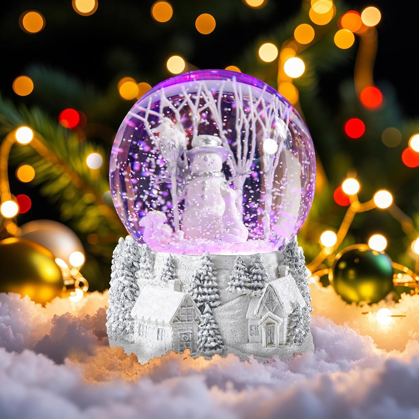 MUMTOP Christmas Snow Globes, Snow Globes Christmas with Music, Snowman Snow Globe, A World Covered in White Snowglobe Color Changing LED Lights Birthday Gift Decor for Kids Girls and Boys