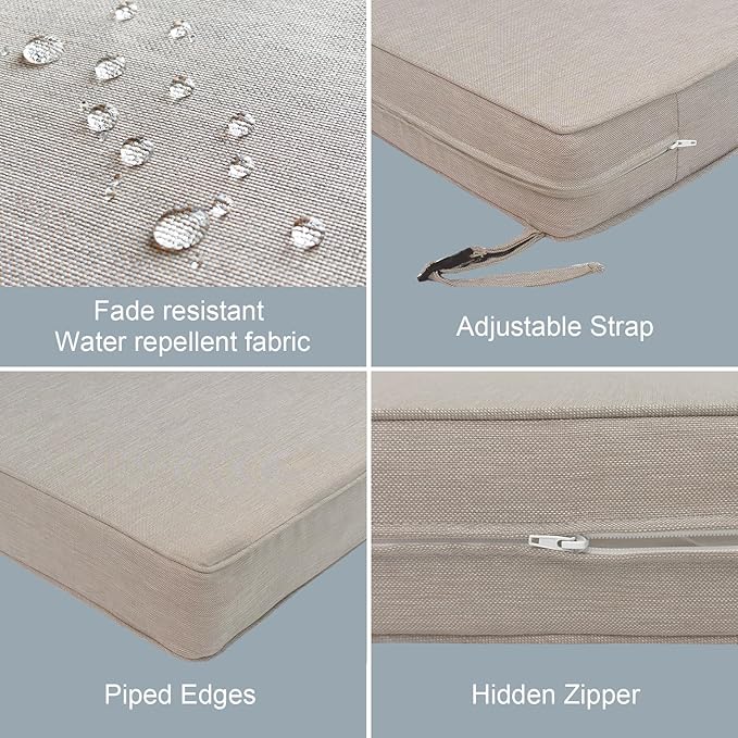 LVTXIII Patio Chair Cushions 19"x19"x3", Water-Repellent Outdoor Seat Cushions for Patio Furniture, Square Chair Pads with Ties for Home Garden Decoration, Set of 2, Light Grey