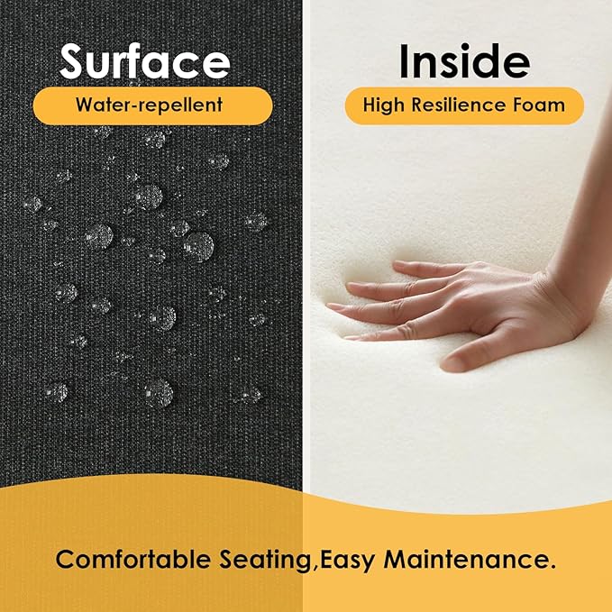 Outdoor Square Corner Seat Cushion, 19"x19"x3", Set of 4, Non Slip Seat Cushion Pads with Removable Cover for Patio Furniture, Garden Yard Lawn, Charcoal Gray