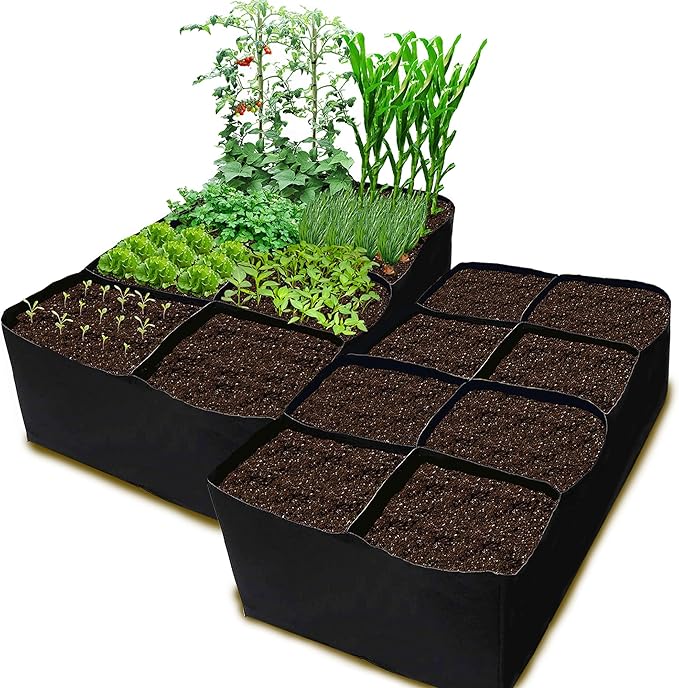 CJGQ 2 Pack Fabric Raised Garden Bed 6x3x1ft Garden Grow Bed Bags for Growing Herbs, Flowers and Vegetables 128 Gallonā¦