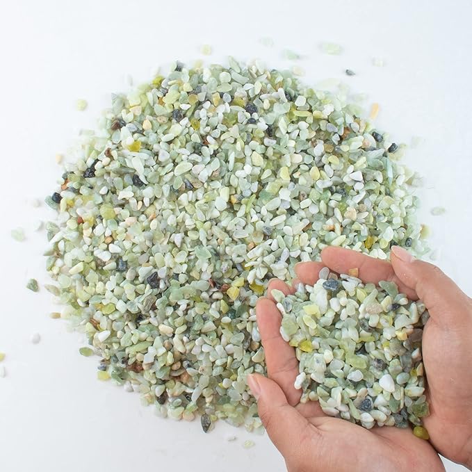 3lb Jade Bean Sand Stone-Succulents and Cactus Bonsai DIY Projects Rocks,Decorative Gravel for Plants and Vases Fillers,Terrarium,Fairy Gardening,Natural Stone Top Dressing for Potted Plants (5mm-8mm)