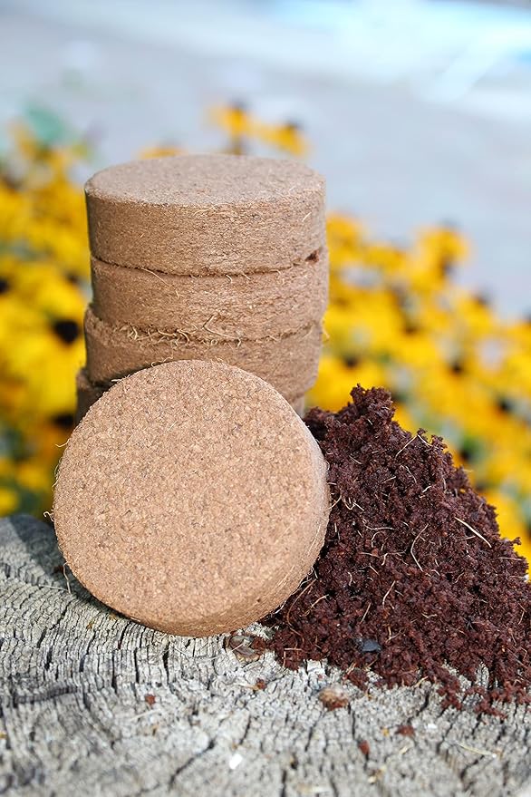 Coco Coir Discs (40mm 50-Pack) - Organic Coconut Coir Seed Starting Discs - Coconut Fiber Seedling Soil for House Plants, Potting Soil, & Indoor Plants - Organic Coco Coir for Plants & Potting Mix