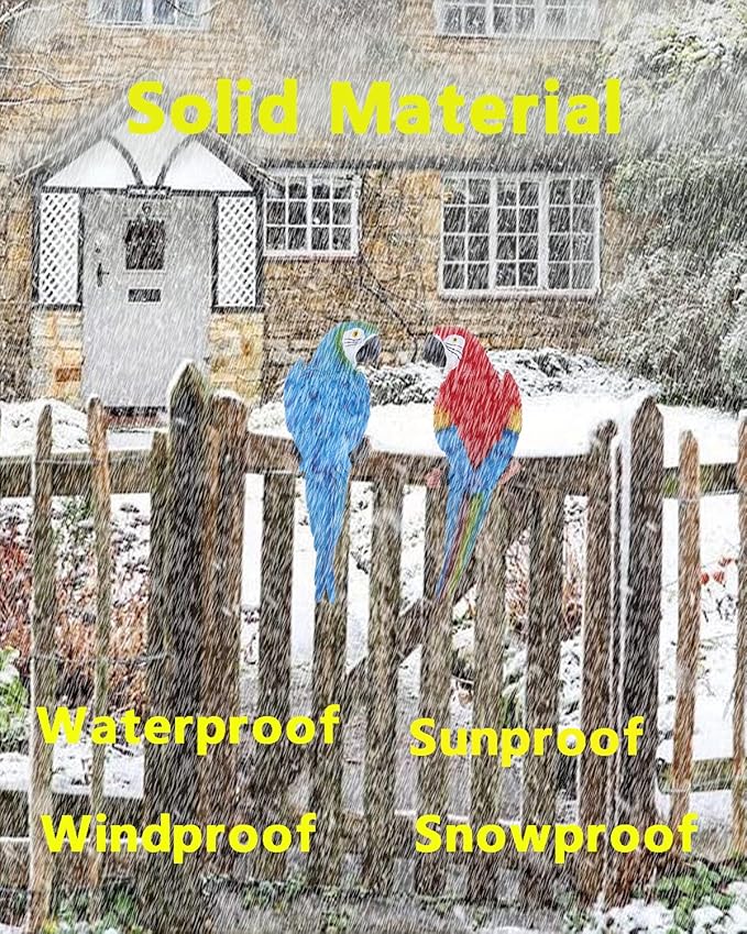 2Pcs Large Resin Parrot Decor Statues Lifelike Hawaiian Tropical Birds Decor, 12.5" Fake Parrot for Tiki Decoration Outdoor Garden Tree Wall Pool Macaw Statues Bird Lover Ornament Gifts(Blue and Red)