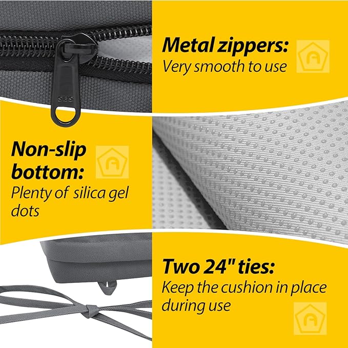 AAAAAcessories Outdoor Seat Cushions for Chairs, Waterproof, Fade-Resistant Patio Furniture Replacement Cushions, 20" x 18" x 3", Set of 2, Dark Gray