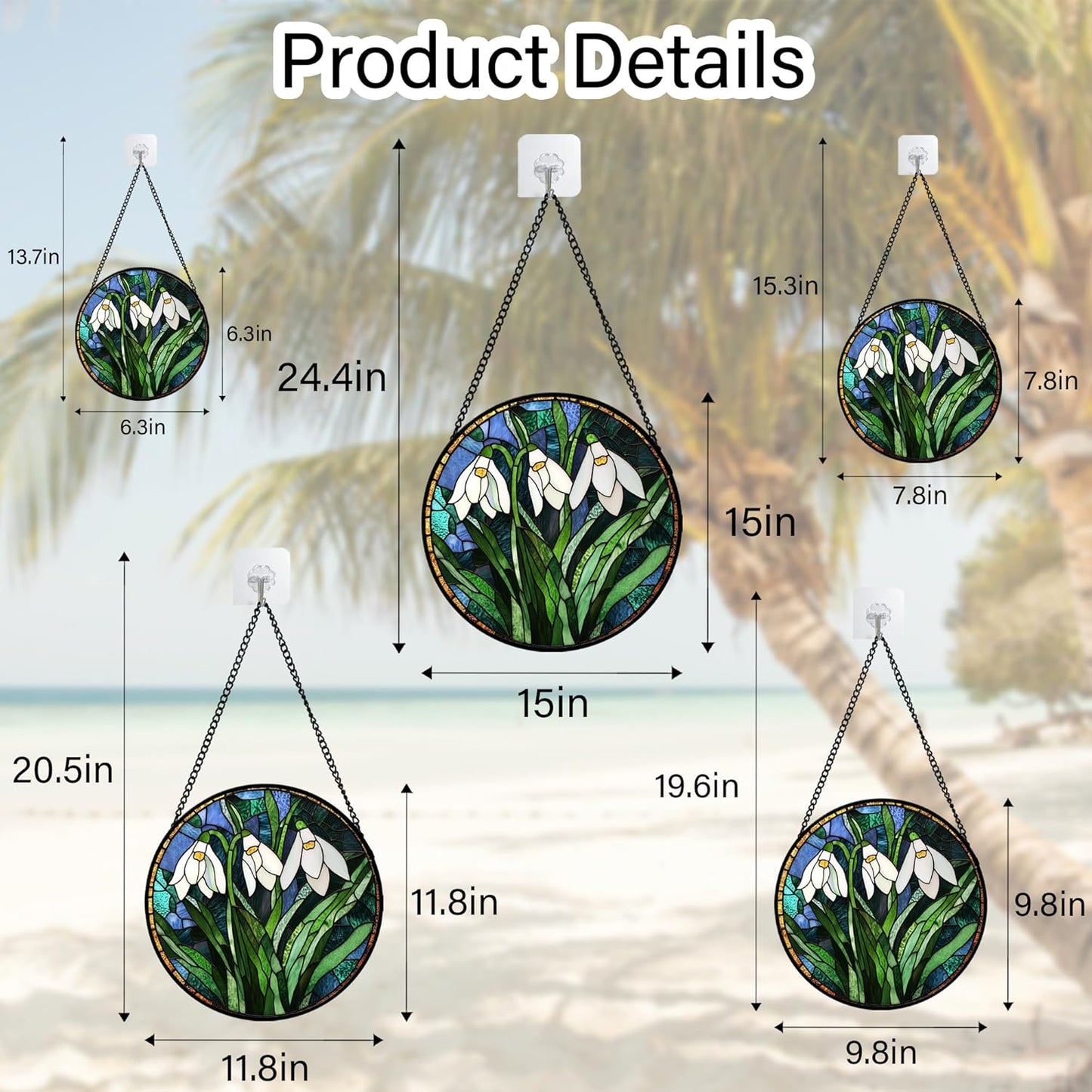 Stained Glass Window Hanging - Green Plants Birth Flowers Suncatcher for Doors Garden Patio Sun Catchers Decor Christmas Mother's Day Birthday Gifts for Women Men Mom Nana Friend 7.8 in