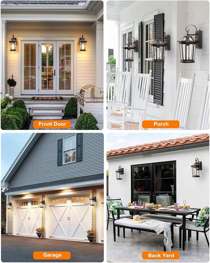 VIANIS Outdoor Wall Lights Dusk to Dawn, Oil Rubbed Bronze Exterior Lighting Fixtures for House, Waterproof ORB Porch Lights Wall Mount, Aluminum Outside Wall Sconce for Front Door, Garage