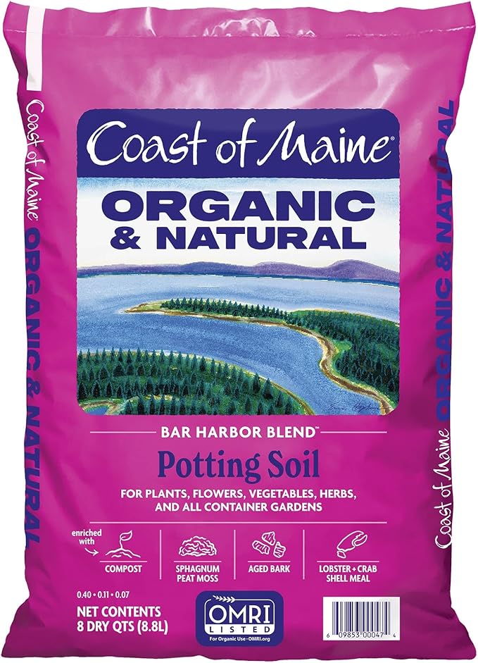 Coast of Maine Bar Harbor Blend, 8qt (Pack of 4) Organic and Natural Potting Soil for Houseplants, Flowers, Vegetables, Herbs and Containers