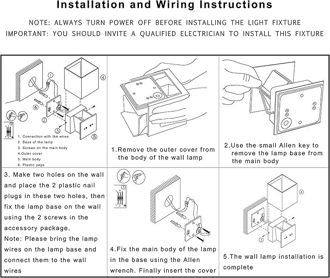 LANFU LED Aluminum Square Cube Waterproof White Wall Sconce Outdoor Light Exterior Wall Lighs fixtures Outside for House Patio 6W 100-277V 3000K Angle-Adjustment Warm Light 2LEDS White 6W