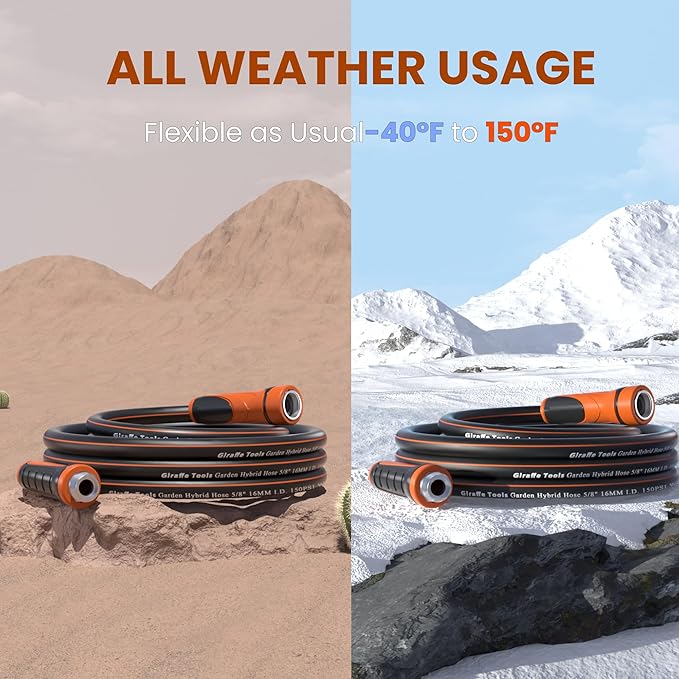 Giraffe Tools Garden Leader Hose 3ft x 5/8", Short Water Hose Heavy Duty, Flexible, Lightweight Hybrid Hose with Swivel Handle, Double Female Fittings, Burst 600 PSI