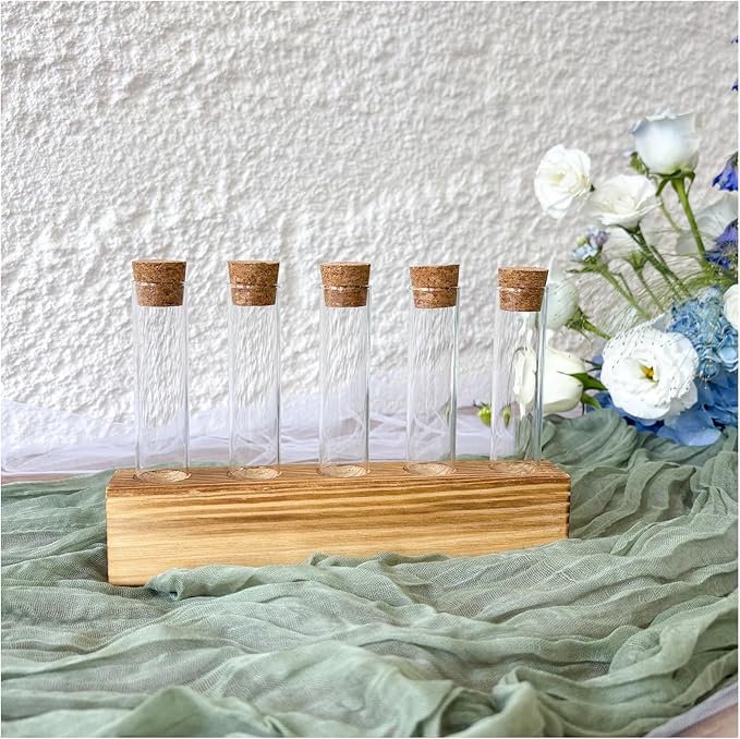 KAXYEW Glass Test Tubes with Cork Stoppers, Small Clear Glass Test Tube Plants Propagation Station for Scientific Experiments, Plant Cuttings Handmade Crafts Party Candy Storage