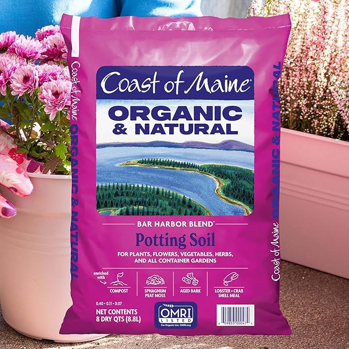 Coast of Maine Bar Harbor Blend, 8qt (Pack of 4) Organic and Natural Potting Soil for Houseplants, Flowers, Vegetables, Herbs and Containers
