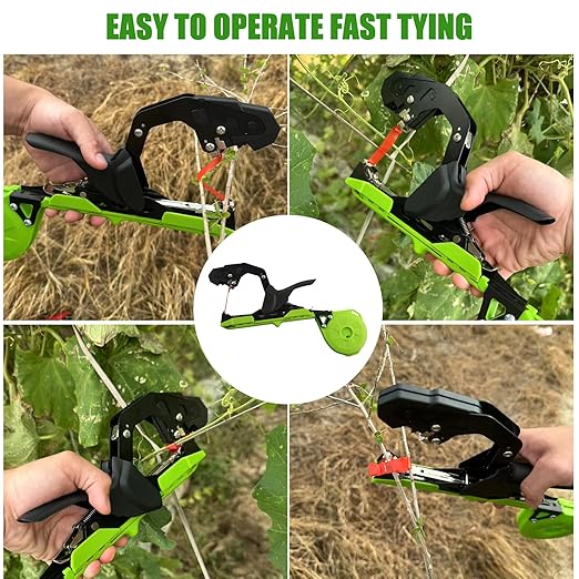 Plant Tying Machine,Handy Plant Binding Tape Tool, Quick Tying Grape Vines, Binding Tomato Vines, Lightweight Plant Tying Tools,More Durable Come with 10000pcs Staples 10 Rolls Tape