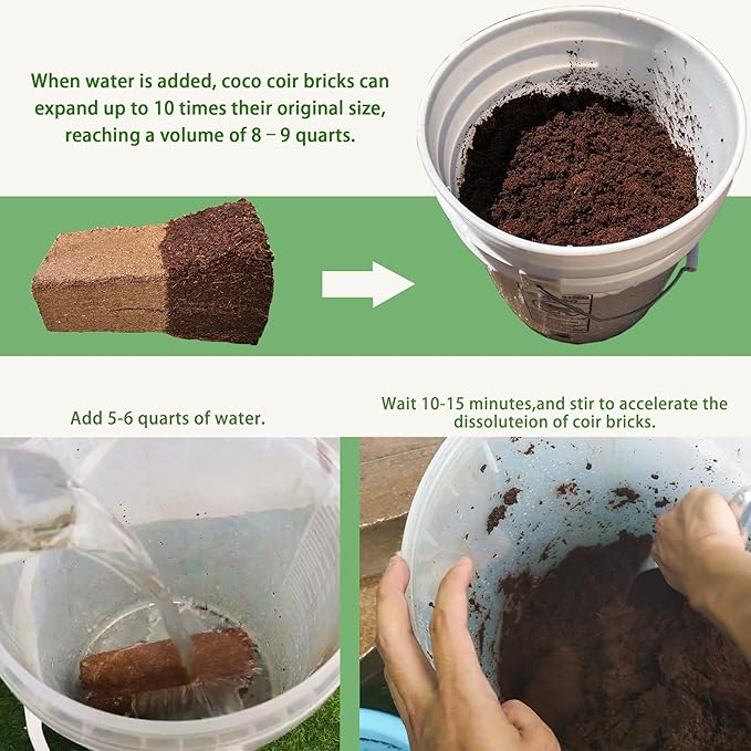 Coco Coir for Organic Coconut Coir- 4 Pack Coco Coir Brick- Coconut Soil with Low EC & PH Balance-Coco Fiber for Herbs& Flowers- High Expansion-Renewable Coco Soil for Planting