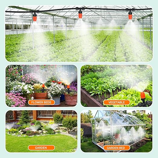 60FT Garden Watering System, Yomile New Quick-Connect Automatic Garden Watering Misting System, Blank Distribution Tubing, Saving Water Automatic Irrigation Equipment for Patio Lawn