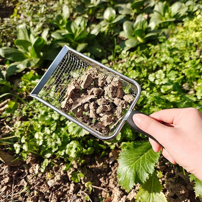 Soil Sifter for Gardening Pack of 2, Gardening Sand Soil Sifter Compost Sifter with Handle,Two Garden Sifters 3.8/5mm Mesh,Rocks Sifter Dirt Sifter Soil Sifter Shovel,Ideal for Gardening