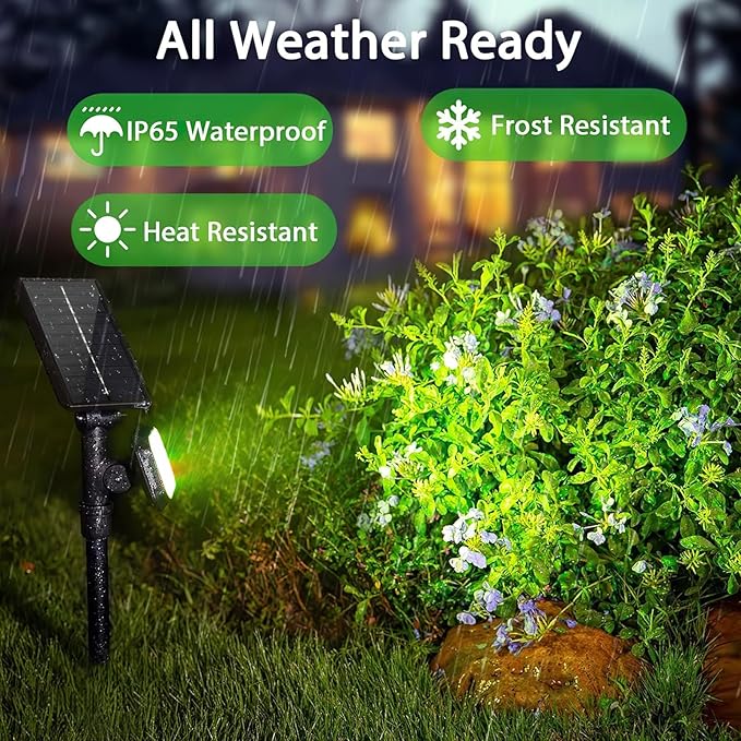JSOT Solar Spot Lights - 4 Pack Solar Lights Outdoor Waterproof Outdoor Spotlights Landscape Lighting Halloween Light for Garden Yard Tree (Cool Light)