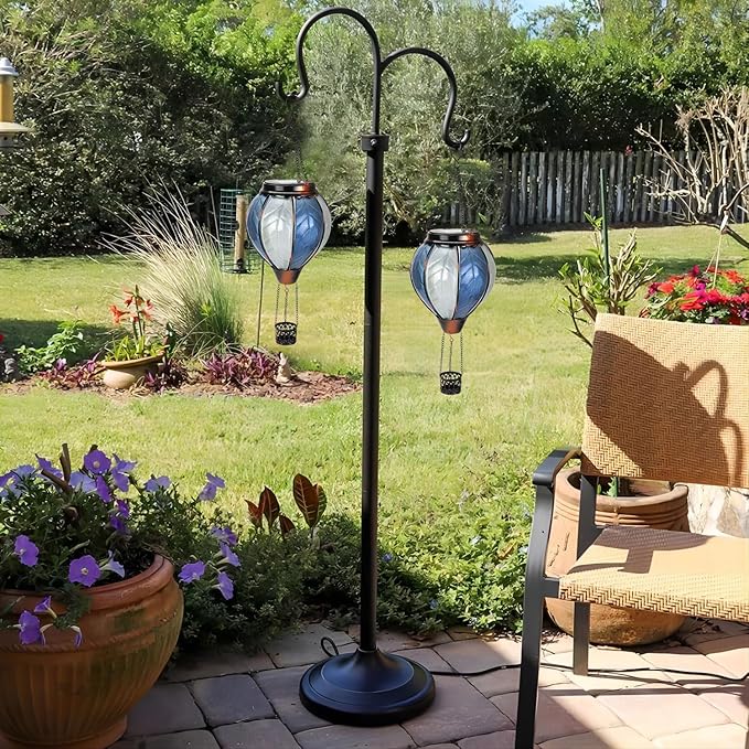 18inch Hot Air Balloon Solar Lantern with Flickering Flame Hanging Solar Outdoor Lantern Lights Waterproof Lanterns for Garden Patio Yard Party Decoration