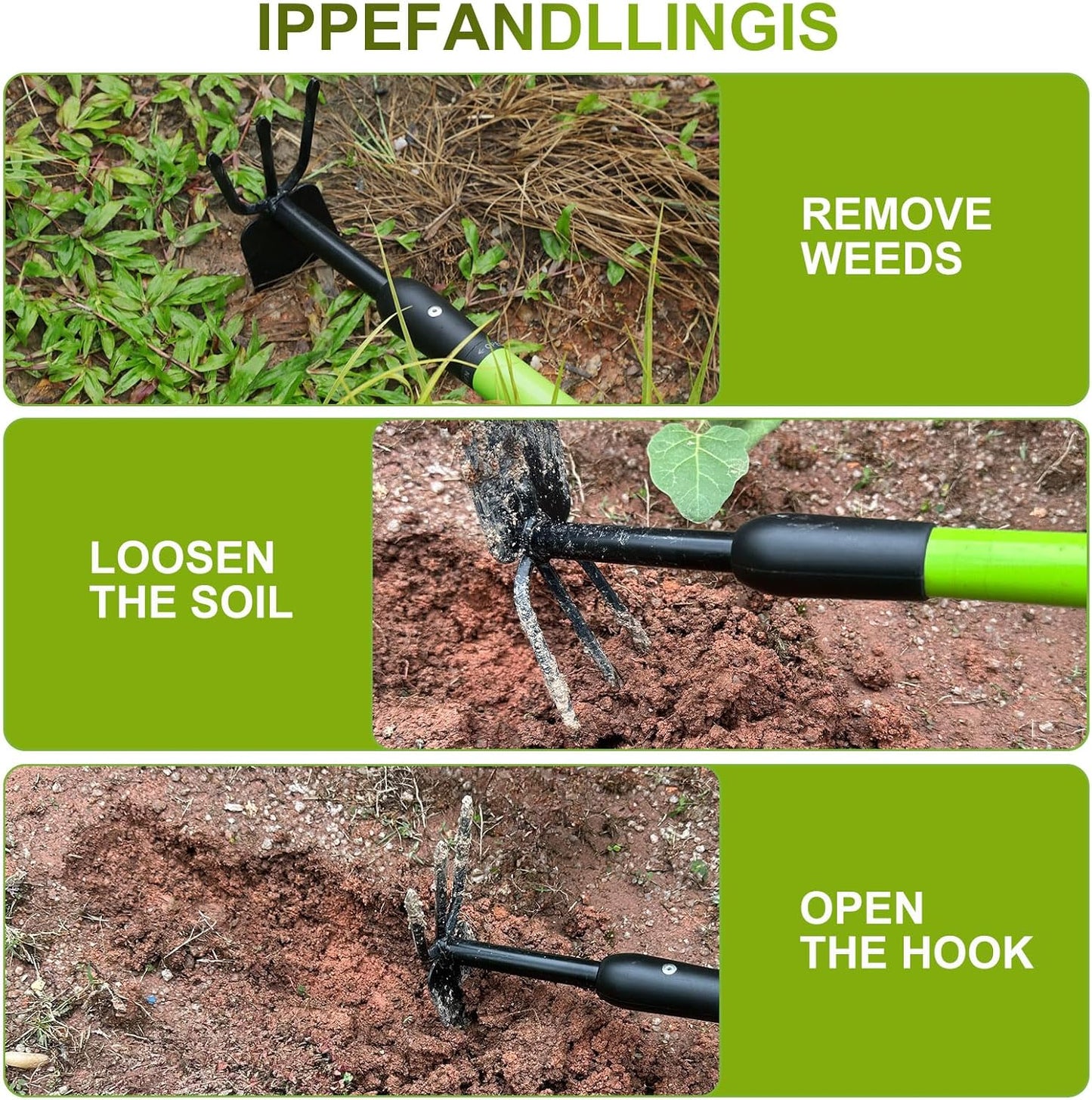 Telescopic Garden Hoe, Dual-Head Weeding and Cultivating Tool with Adjustable Handle, Lightweight Outdoor Hand Hoe for Raised Beds, Flower Planting, Camping, and Backyard Gardening