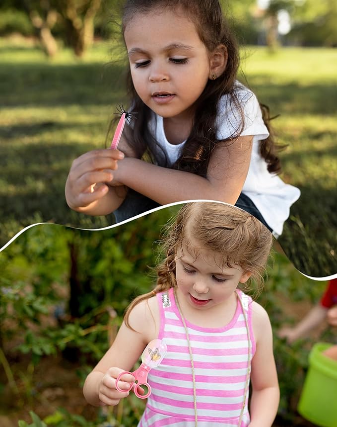 ROBUD Kids Explorer Kit, Bug Catcher Kit with Bag Kit, Pink Outdoor Exploration Set for Camping, Montessroi Toy for Kids Coming Closer to Nature,WRP28