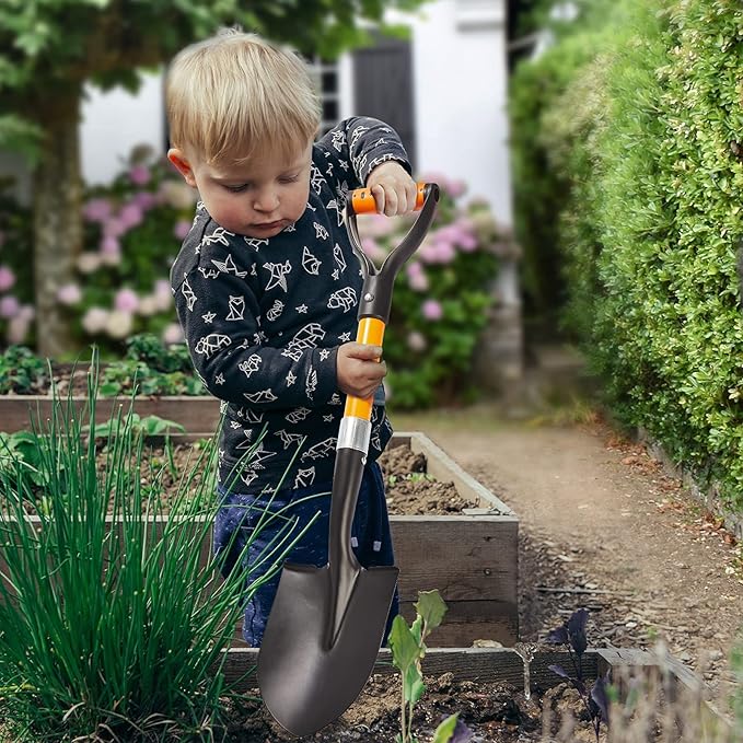Shovel for Digging 28-inch Small Round Shovel with D-Handle Kids Metal Beach Shovel,Camp Shovel ,Garden Shovel,Gardening Tools Fiberglass Handle