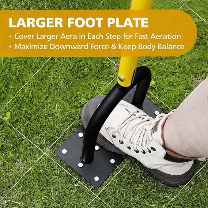 Lawn Aerator Spike Metal Manual Dethatching Soil Aerating Lawn with 15 Iron Spikes, Pre-Assembled Grass Aerator Tools for Yard, Lawn Aeration, Garden Tool, Revives Lawn Health(Black + Yellow01)