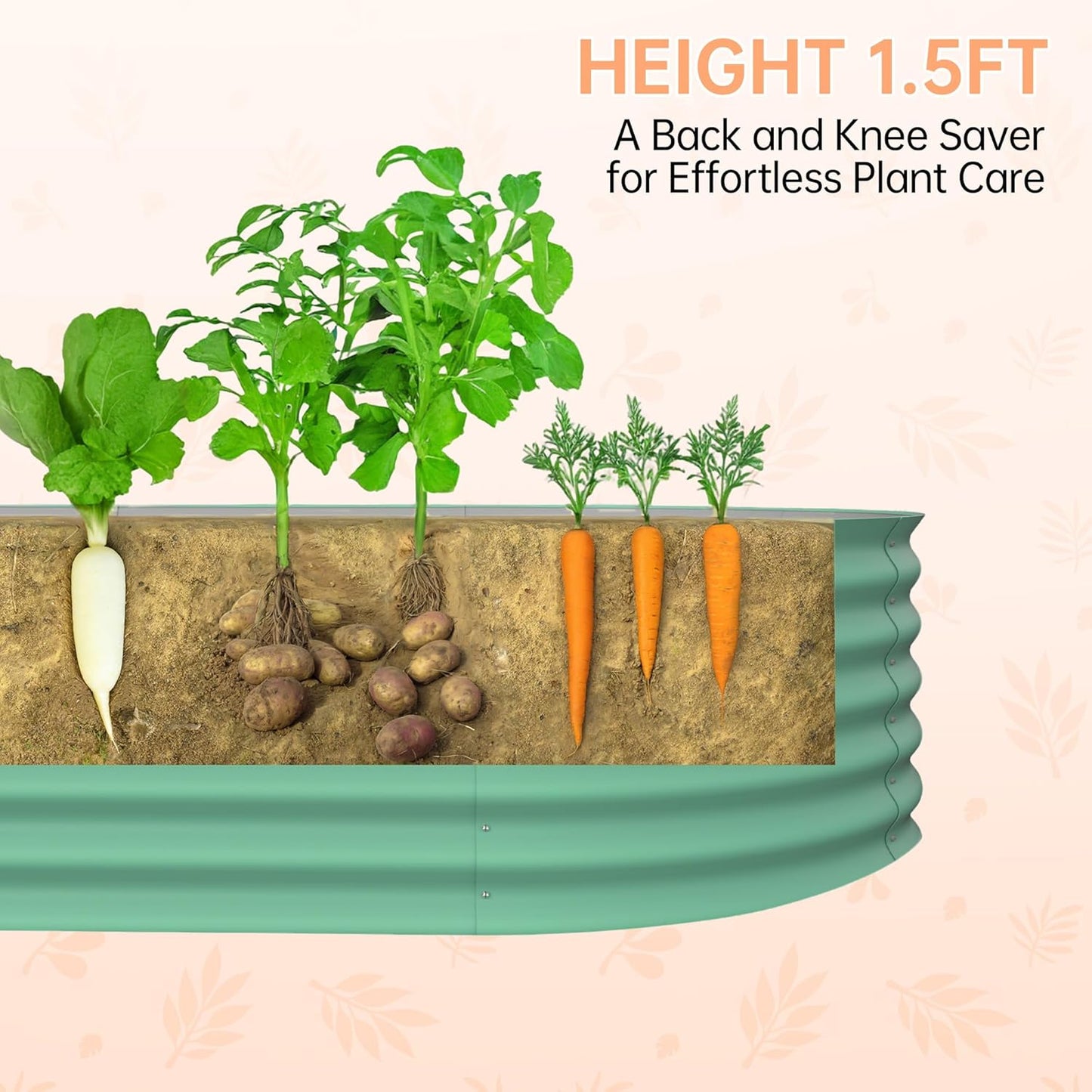 8x4x1.5ft Galvanized Raised Garden Bed Outdoor, 18" Tall Metal Planter Box for Flowers Herbs Vegetables, Rust-Resistant Raised Garden Beds for Gardening, Easy Assembly Outdoor Garden Box & Planters