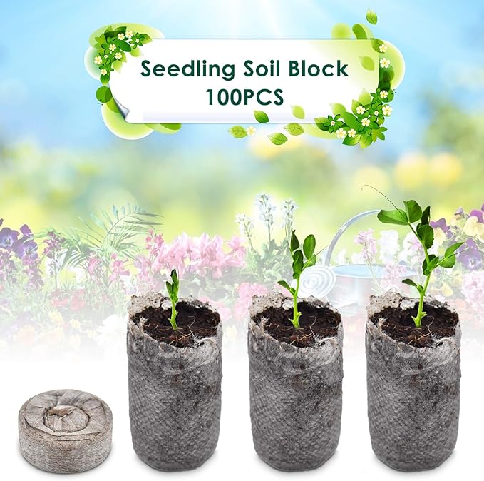 PACETAP 100 Pcs 40mm Peat Pellet Seed Starter Soil, Compressed Seed Fertilizer Nutrient Soil Block, Germination Seedling Pods for Growing Herbs, Plant, Flowers, Vegetables