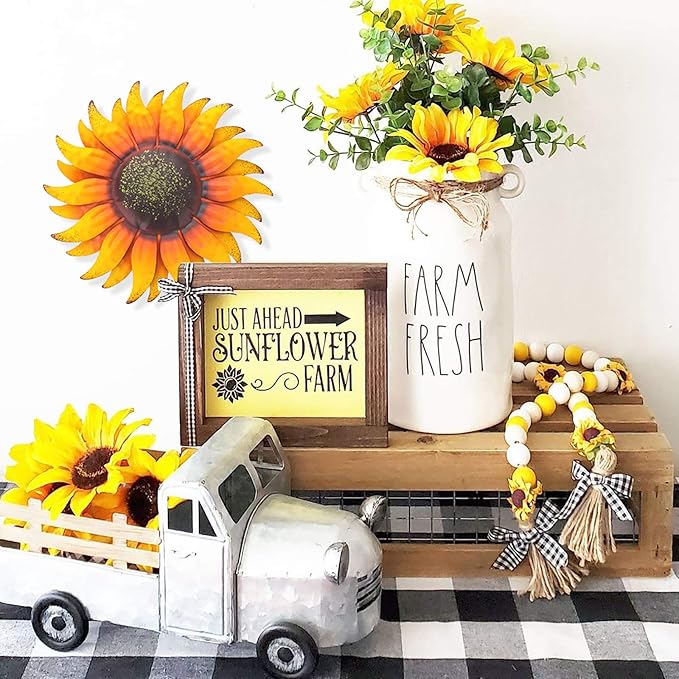 EASICUTI 6 Inch Sunflower Metal Flowers Wall Decor Metal Wall Art Decorations Hanging for Indoor Outdoor Home Bathroom Kitchen Dining Room Bedroom Porch Hallway or Wall Sculptures