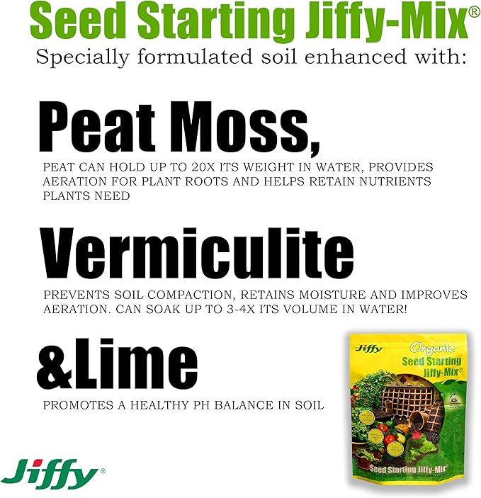 Jiffy Natural & Organic Seed Starting Soil Mix, 10 QT (1 Bag (10 QT)